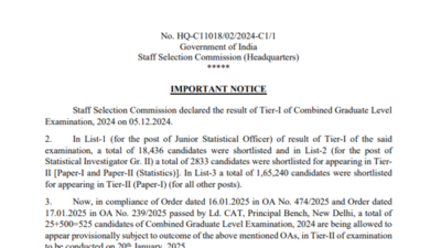 SSC CGL Tier 2 exam: Additional 609 candidates to appear following CAT order, check official notice here – The Times of India