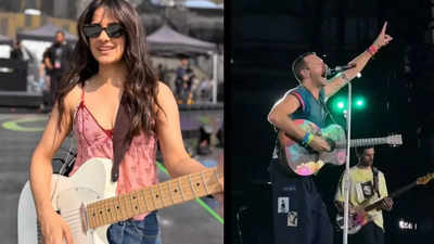 Jasleen Royal performs 'We Pray' with Chris Martin on stage at Coldplay's Mumbai concert