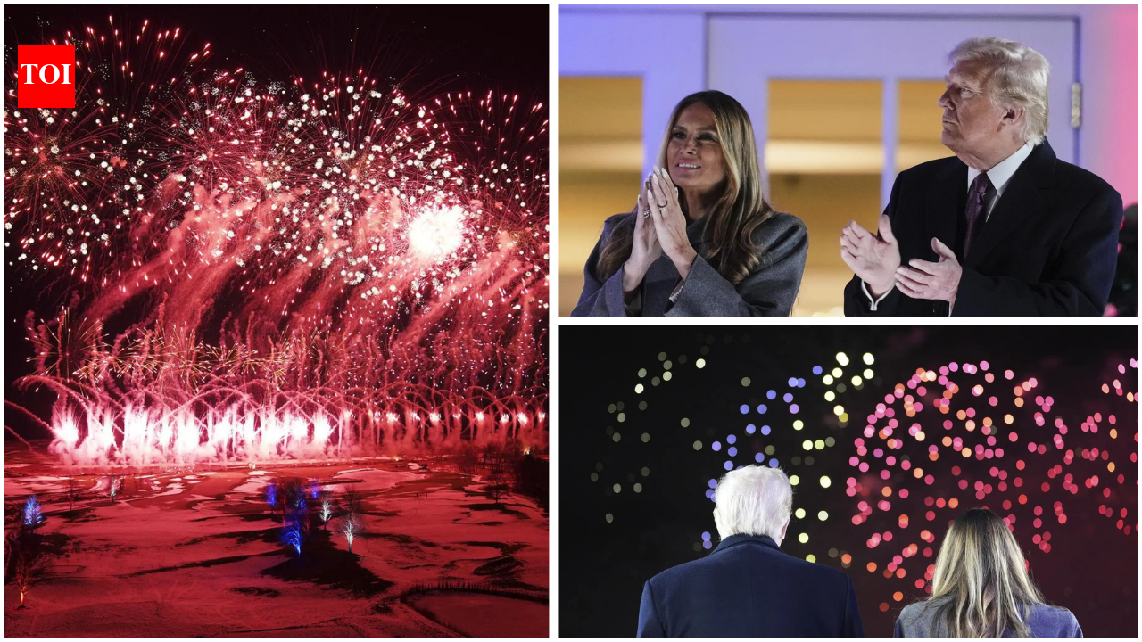 In pics: US President-elect Trump watches fireworks with Melania before ...