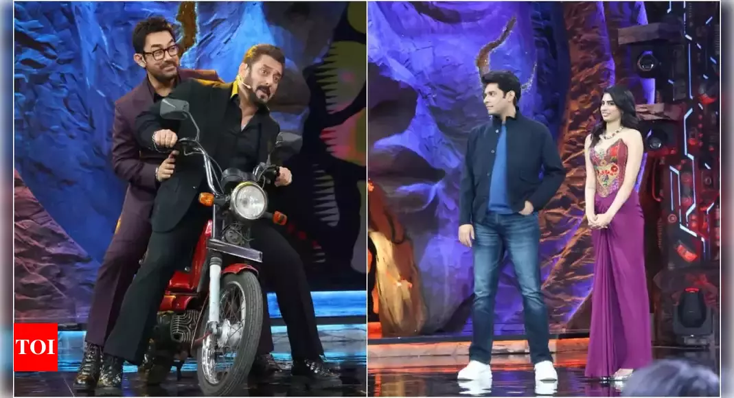 Aamir Khan, Junaid Khan and Khushi Kapoor join Salman Khan on Bigg Boss 18 finale to promote Loveyapa, recreate Andaz Apna Apna iconic scene