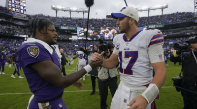 Josh Allen rushes to embrace Lamar Jackson after intense Bills win over Ravens