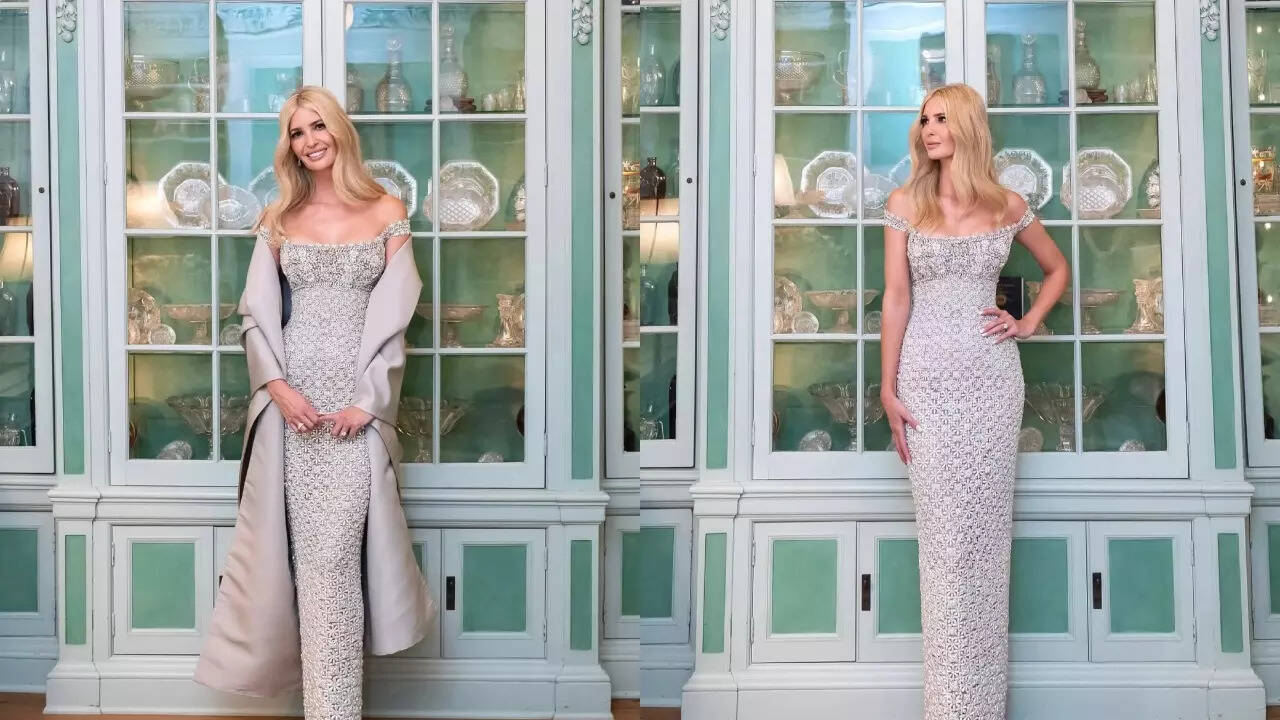 Ivanka Trump is a 'Pearl Princess' in an Oscar de la Renta beaded gown for  Inaugural Candlelight Dinner - The Times of India