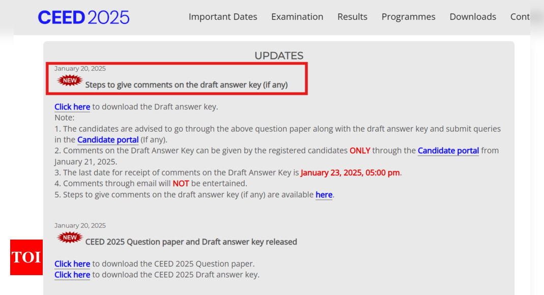 UCEED, CEED 2025 provisional answer key released, direct link here: Raise objections till Jan 23