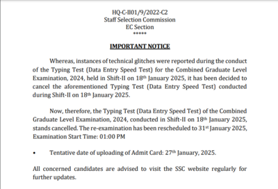 SSC CGL 2025 typing test cancelled due to technical glitches: Check details here