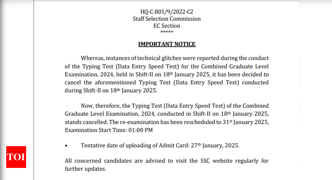 SSC CGL 2025 typing test cancelled due to technical glitches: Check details here