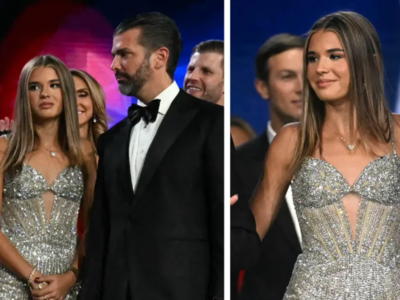 Kai Trump dazzles in beaded corset gown designed by Sherri Hill at inaugural ball dance