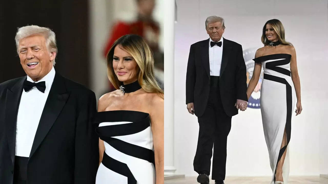 Melania Trump picks a black and white gown for President Trump's inaugural ball