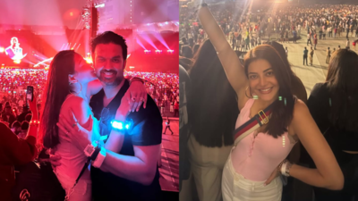 Kajal Aggarwal attends Coldplay's Mumbai concert with husband Gautam Kitchlu