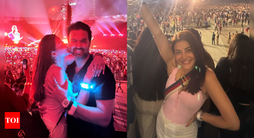 Kajal Aggarwal attends Coldplay's Mumbai concert with husband Gautam Kitchlu