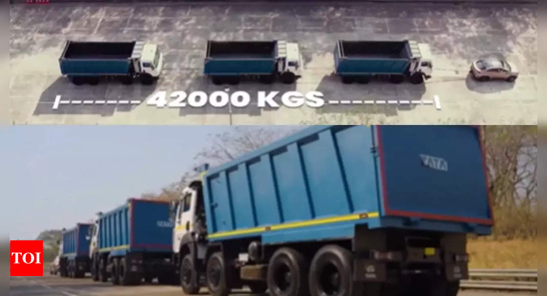 Watch: Tata Curvv 1.2-litre turbo-petrol tows three trucks weighing 42,000 KG!