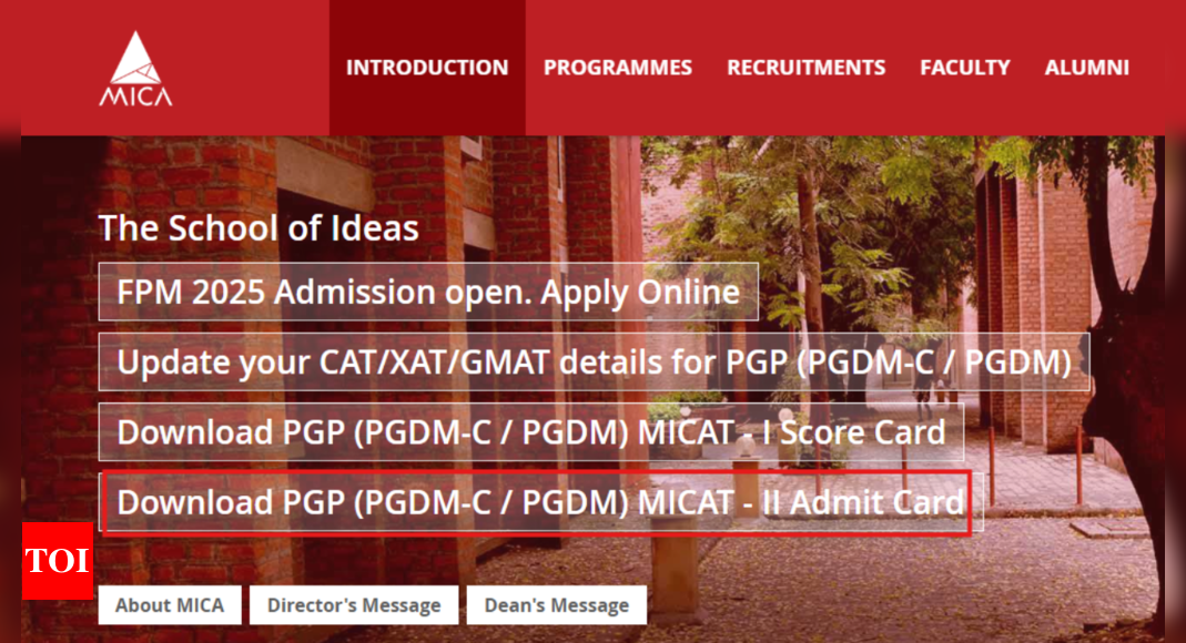 MICAT phase 2 admit card 2025 released at mica.ac.in: Check direct link here