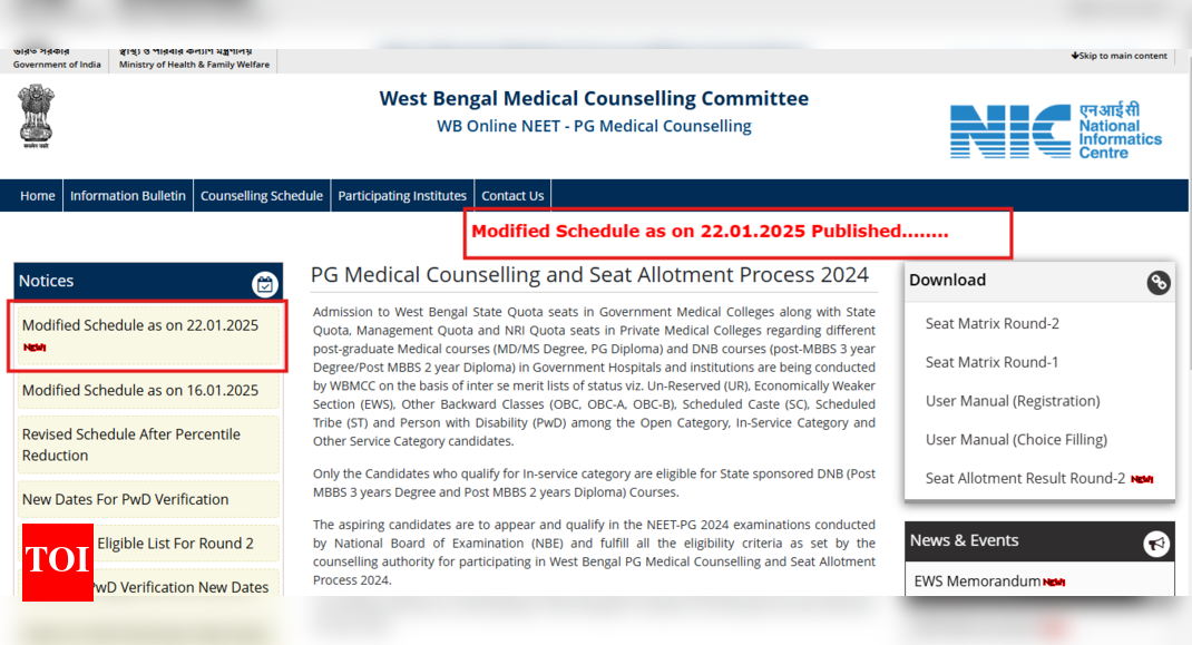 West Bengal NEET PG counselling schedule revised: Check updated timetable here