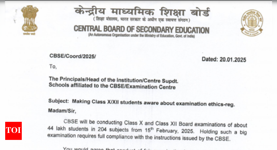 CBSE 2025: Exams to be cancelled for students caught using electronic devices or spreading rumors, check official notice here | - The Times of India