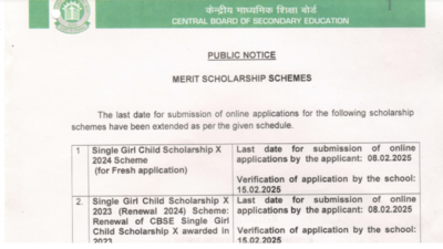 CBSE extends Single Girl Child Scholarship 2024 registration deadline: Check official notice here