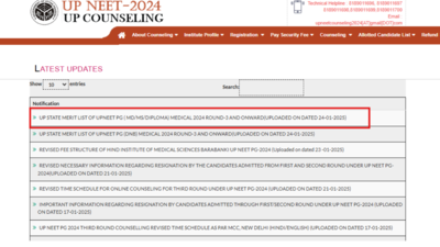 UP NEET PG counselling 2024 round 3 state merit list out: Check direct link here