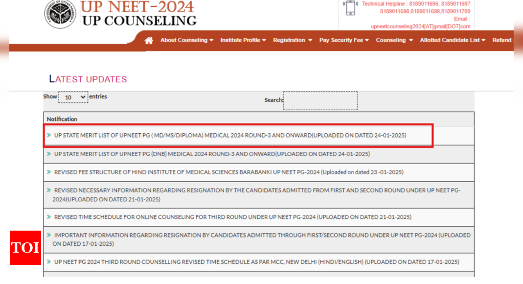 UP NEET PG counselling 2024 round 3 state merit list out: Check direct link here