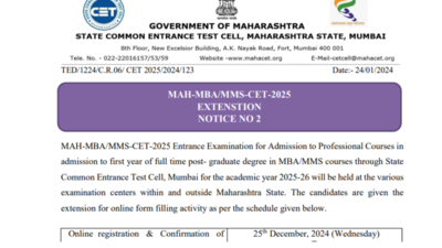 MAH MBA CET 2025 registration deadline extended: Check official notice here – The Times of India