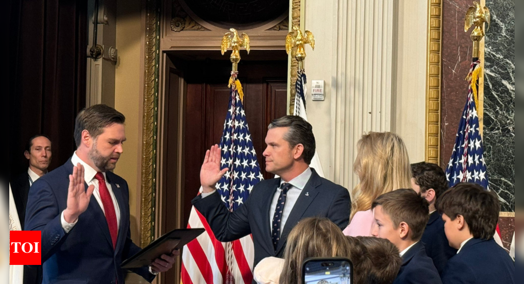 Pete Hegseth’s seven children present as he takes oath as defense secretary. Video viral – The Times of India