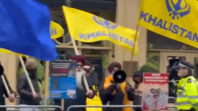 Indians in London counter pro-Khalistan protest with 'Bharat Mata Ki Jai' outside high commission