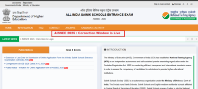 AISSEE 2025 application correction window opens: Check direct link to modify registration form here