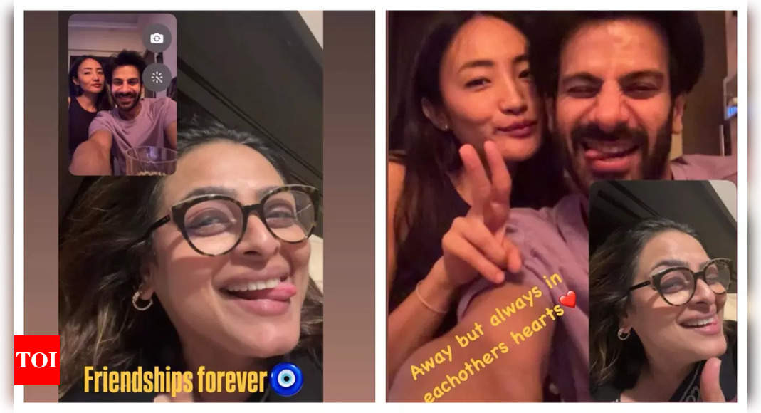 Bigg Boss 18 fame Shilpa Shirodkar looks cheerful as she video calls Chum Darang and Karan Veer Mehra, says 