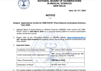 DNB PDCET schedule 2025 released: Check important dates here