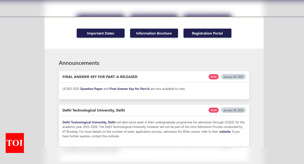 UCEED, CEED 2025 final answer key released: Direct link to check here | - The Times of India