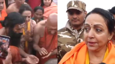 Mauni Amavasya: BJP MP Hema Malini, Baba Ramdev take holy dip at Maha Kumbh; watch