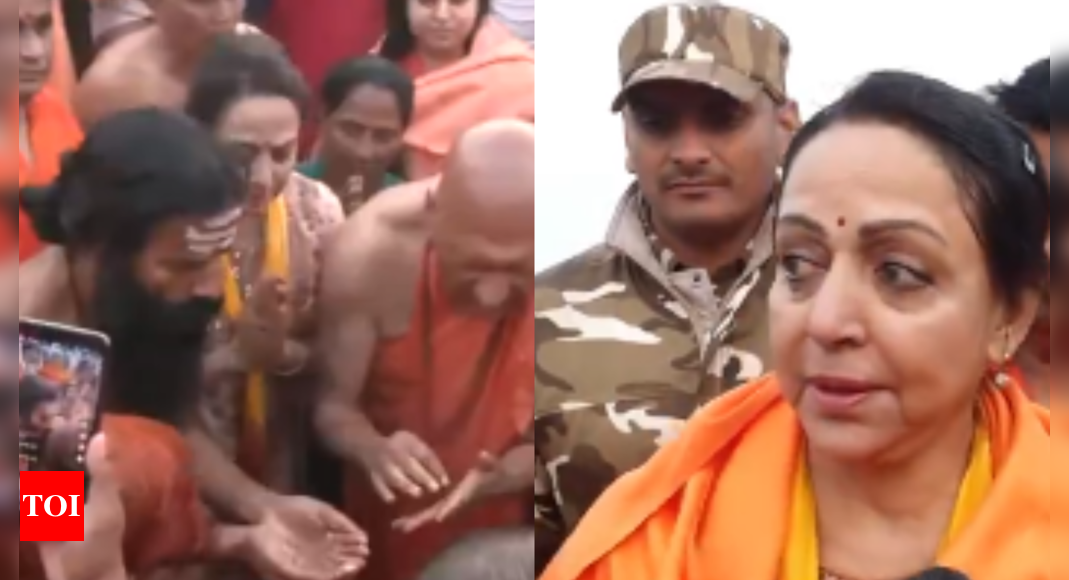 Watch: BJP MP Hema Malini, Baba Ramdev take holy dip at Maha Kumbh