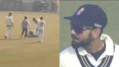 Virat Kohli in Ranji Trophy: Fan breaches security to touch star batter's feet - Watch