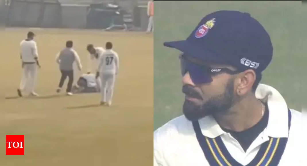 Virat Kohli in Ranji Trophy: Fan breaches security to touch star batter's feet - Watch