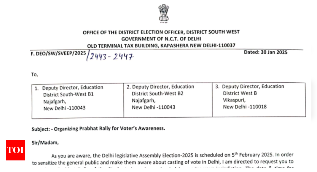 Delhi elections 2025: Schools to hold Prabhat rally for voters awareness, check notice here