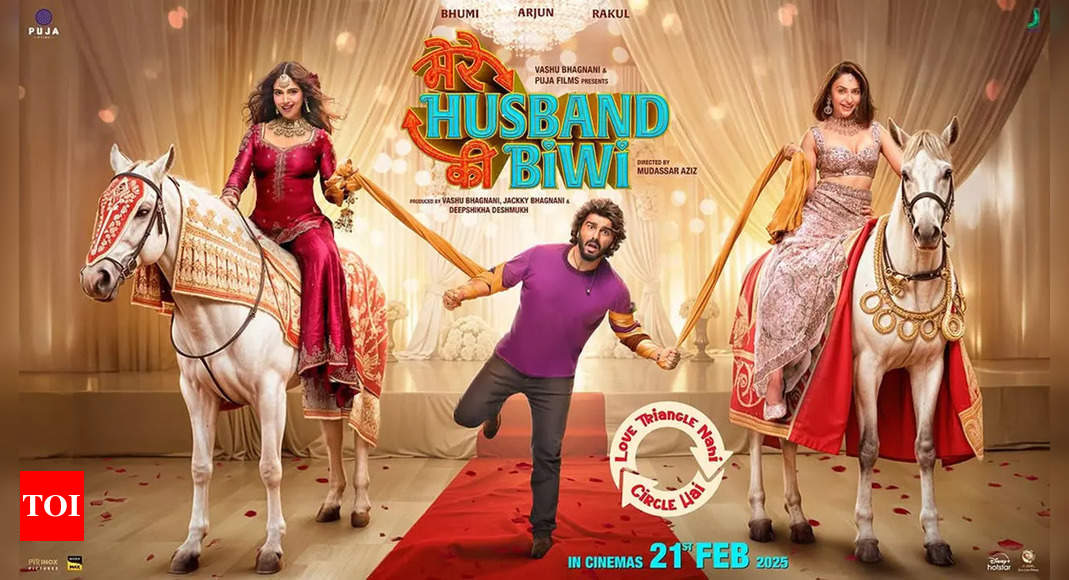 Arjun Kapoor caught in a love triangle with Bhumi Pednekar & Rakul Preet in 'Mere Husband Ki Biwi' poster