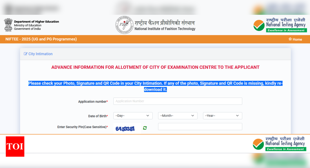 NIFTEE 2025 exam city intimation slip released: Direct link to download here