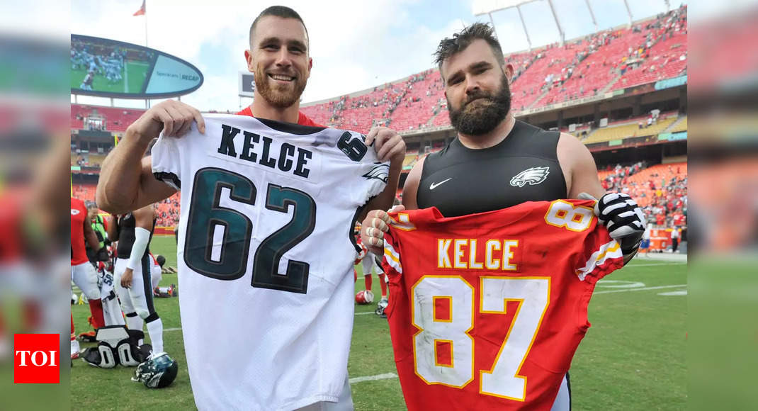 Jason Kelce rejects Travis’ idea of a split Eagles-Chiefs jersey, unlike their mom Donna at the Super Bowl LVII