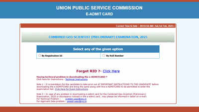 UPSC Combined Geo-Scientist 2025 prelims admit card released; here’s direct link – The Times of India