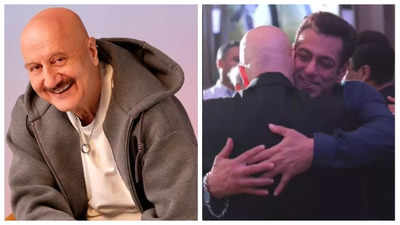 Anupam kher talks about his 'saalo ki dosti' with salman khan as he shares a warm hug with the superstar - see photo