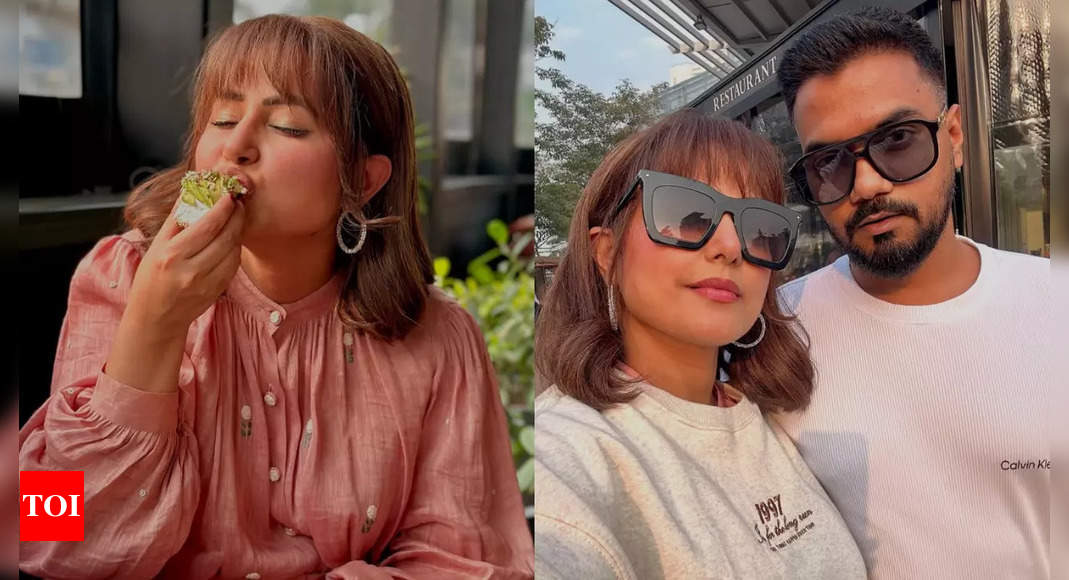 Breast cancer fighter Hina Khan spends a relaxing day out with beau Rocky Jaiswal and family