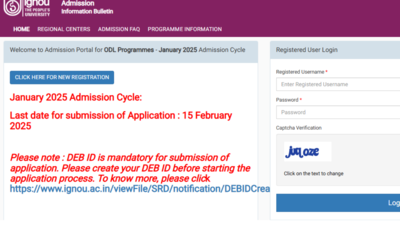 IGNOU January 2025 admission cycle registration deadline extended, check details here – The Times of India