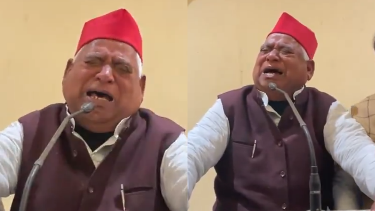 Watch: Samajwadi Party MP Awadhesh Prasad breaks down during press conference over murder of Dalit girl i