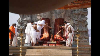Padabhisheka ritual held for Bahubali Swami statue in Dharmasthala