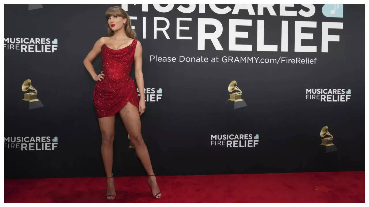 Taylor Swift Stuns in Daring Red Mini-Dress at 2025 Grammys; Heartwarming  Moment with Fan | - The Times of India