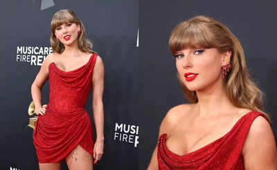 Taylor Swift lights up the 2025 Grammys in Chiefs red while her boyfriend Travis Kelce arrives in New Orleans in pursuit of historic Super Bowl three-peat