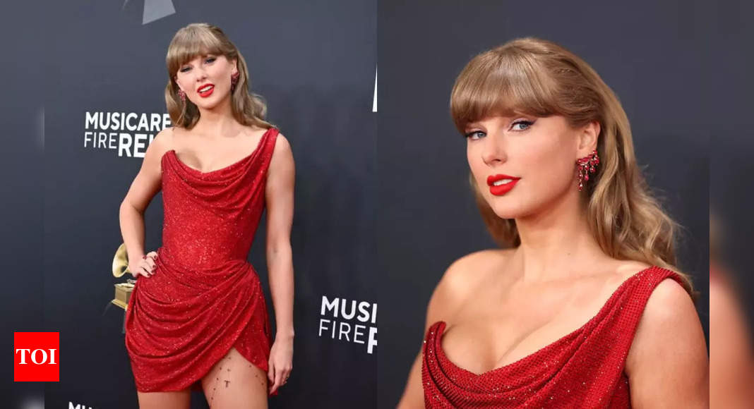 Taylor Swift lights up the 2025 Grammys in Chiefs red while her boyfriend Travis Kelce arrives in New Orleans in pursuit of historic Super Bowl three-peat