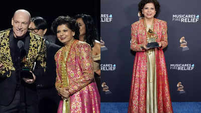 Indra Nooyi's sister Chandrika Tandon honours Indian roots in elegant salwar kurta at the 2025 Grammys