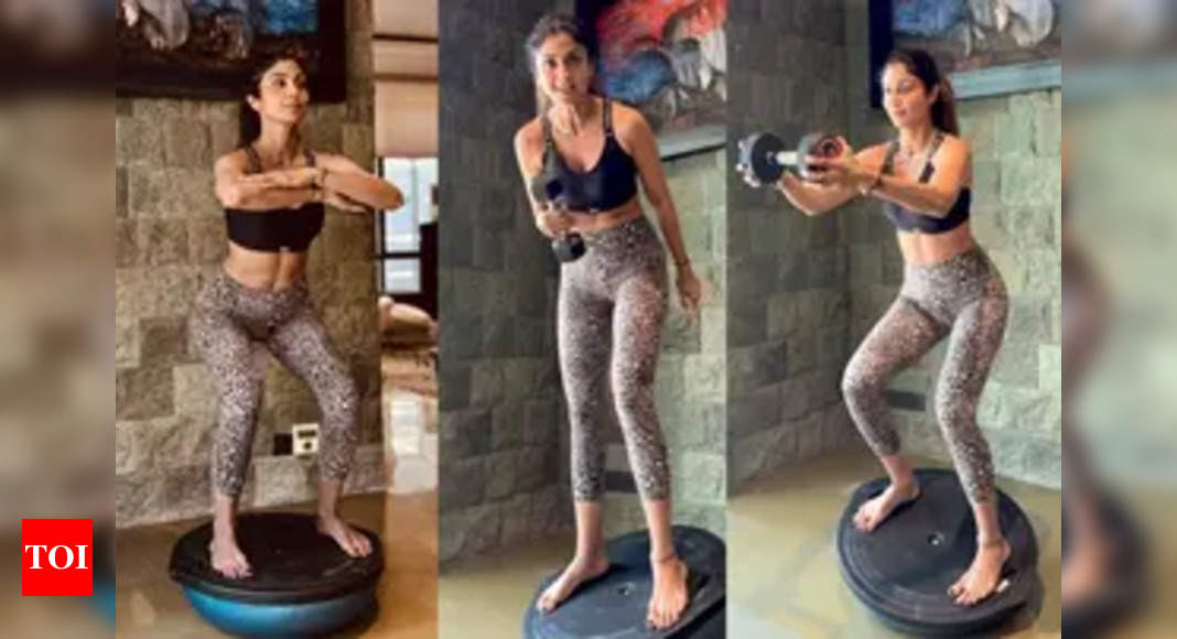 Shilpa Shetty shows how to achieve balance with Bosu ball workout