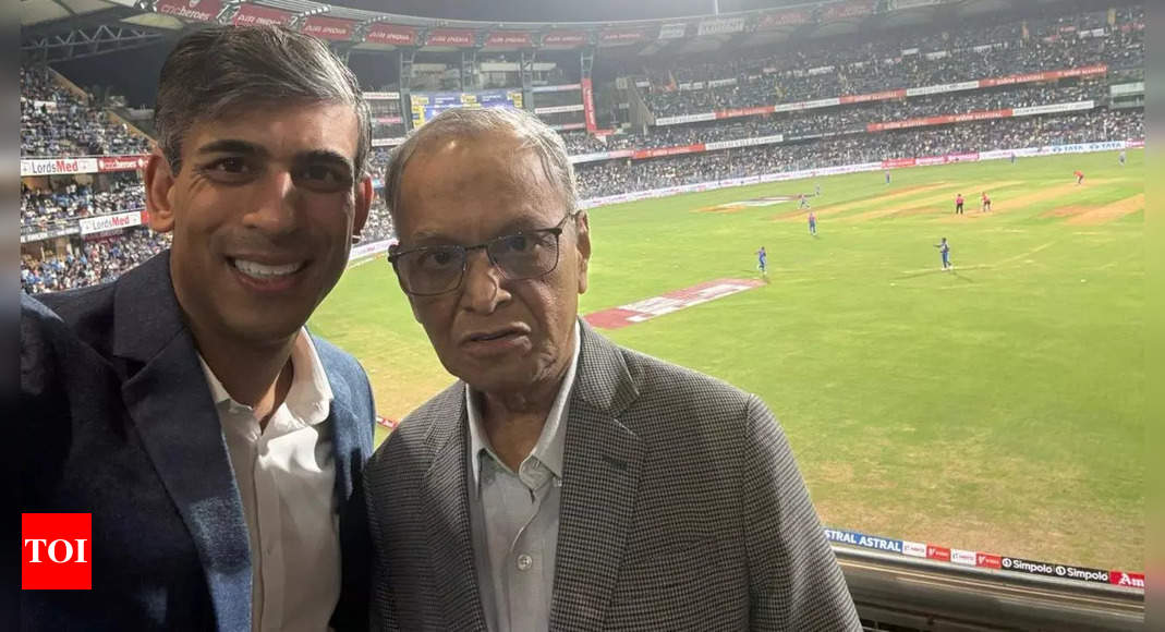 UK's former PM Rishi Sunak watches India-England match in Mumbai with Infosys founder Narayana Murthy: Pleasure to ...