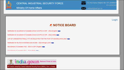 CISF Constable Driver applications begin at cisfrectt.cisf.gov.in; apply for 1124 posts till March 4 – The Times of India