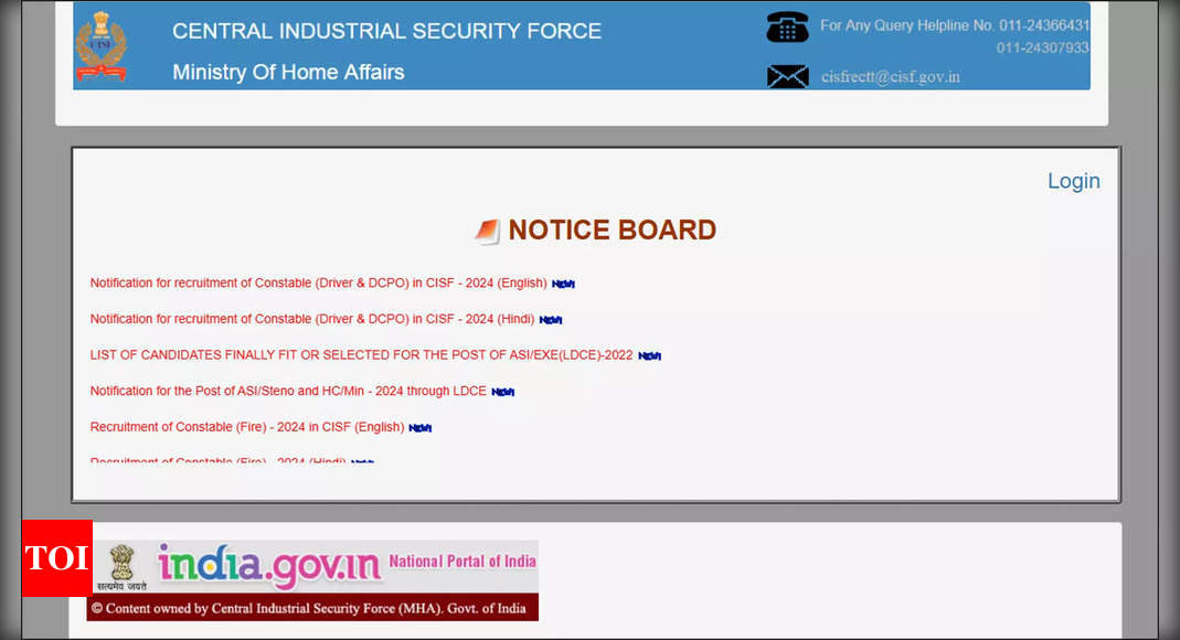 CISF Constable Driver applications begin at cisfrectt.cisf.gov.in; apply for 1124 posts till March 4