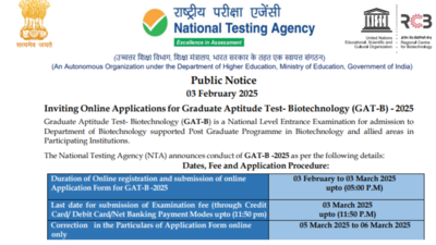 NTA ప్రారంభమవుతుంది GAT-B 2025 రిజిస్ట్రేషన్ ప్రాసెస్: ఇక్కడ ప్రత్యక్ష లింక్‌ను తనిఖీ చేయండి